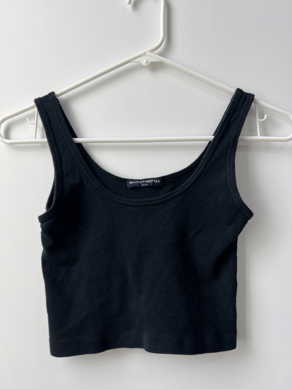 Brandy Melville Black Ribbed Crop Tank Top